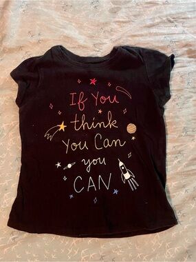Old Navy Black Kids Graphic Tee with Colorful Space Design